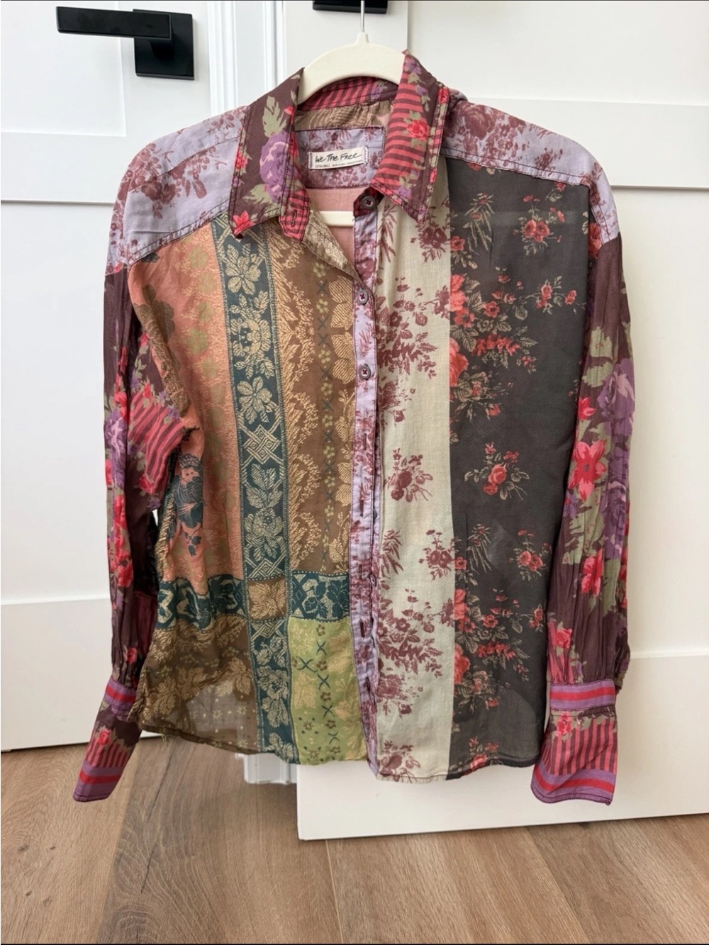 We The Free Multicolor Patchwork Floral Button-Down Shirt